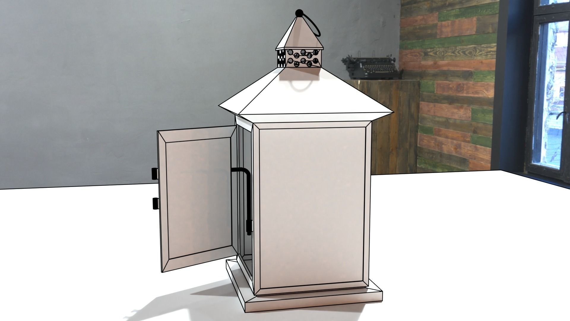 vintage lantern Low-poly 3D model_9
