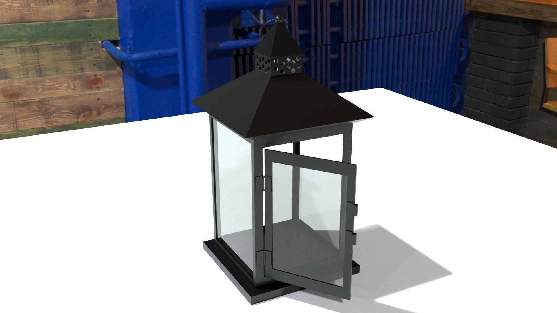 vintage lantern Low-poly 3D model_3