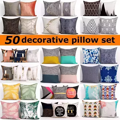 50 Decorative set pillow 3D model