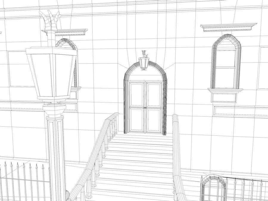 New York City Fancy Building Facade Low Poly Game Model Low-poly 3D model_14