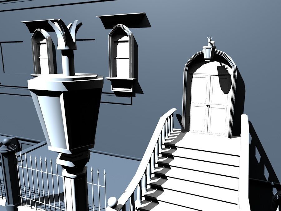 New York City Fancy Building Facade Low Poly Game Model Low-poly 3D model_8