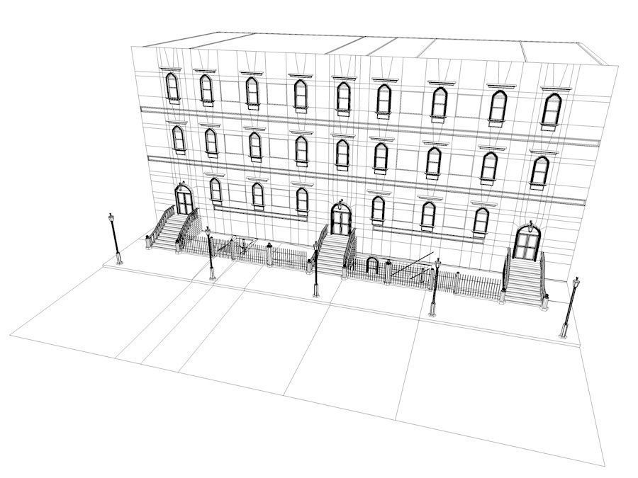 New York City Fancy Building Facade Low Poly Game Model Low-poly 3D model_18