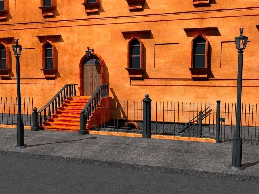 New York City Fancy Building Facade Low Poly Game Model Low-poly 3D model_1