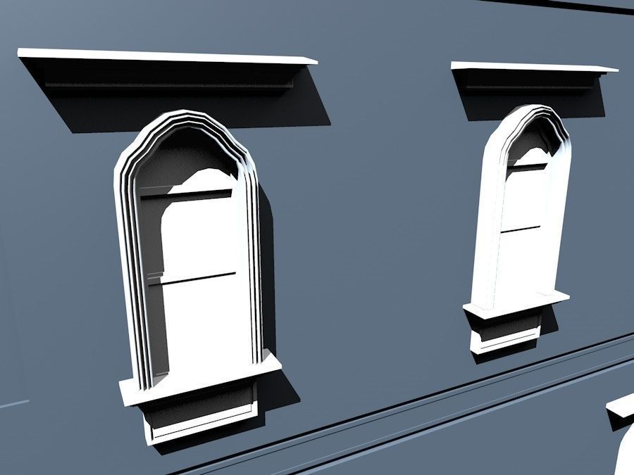 New York City Fancy Building Facade Low Poly Game Model Low-poly 3D model_13