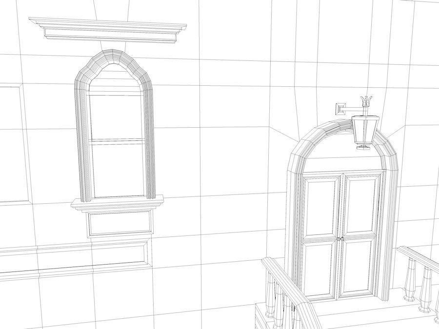 New York City Fancy Building Facade Low Poly Game Model Low-poly 3D model_15