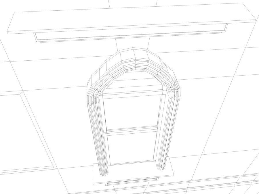 New York City Fancy Building Facade Low Poly Game Model Low-poly 3D model_16