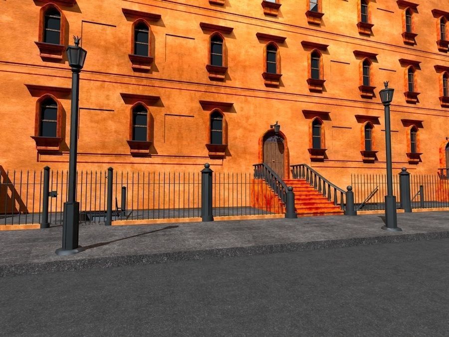 New York City Fancy Building Facade Low Poly Game Model Low-poly 3D model_5