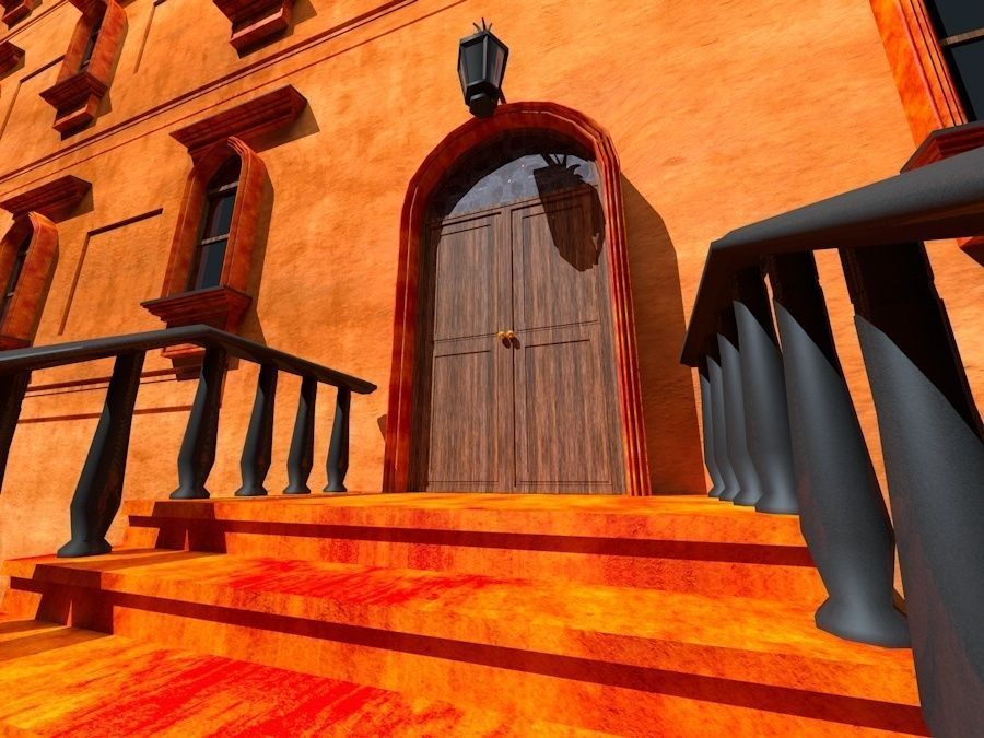 New York City Fancy Building Facade Low Poly Game Model Low-poly 3D model_6