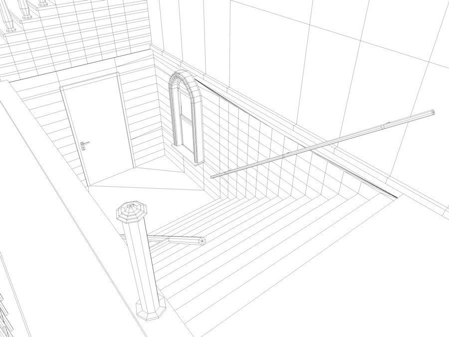 New York City Fancy Building Facade Low Poly Game Model Low-poly 3D model_17