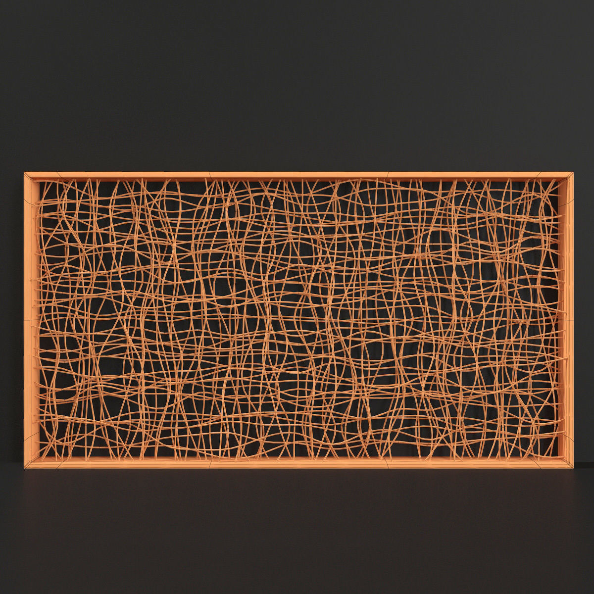 Wicker partition wall wood n1 3D model_9