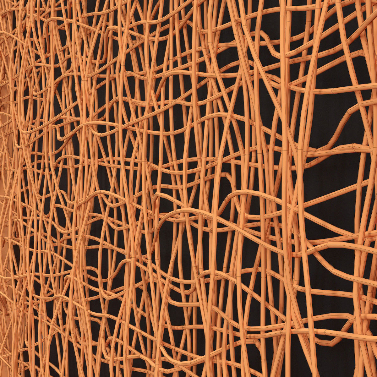 Wicker partition wall wood n1 3D model_12