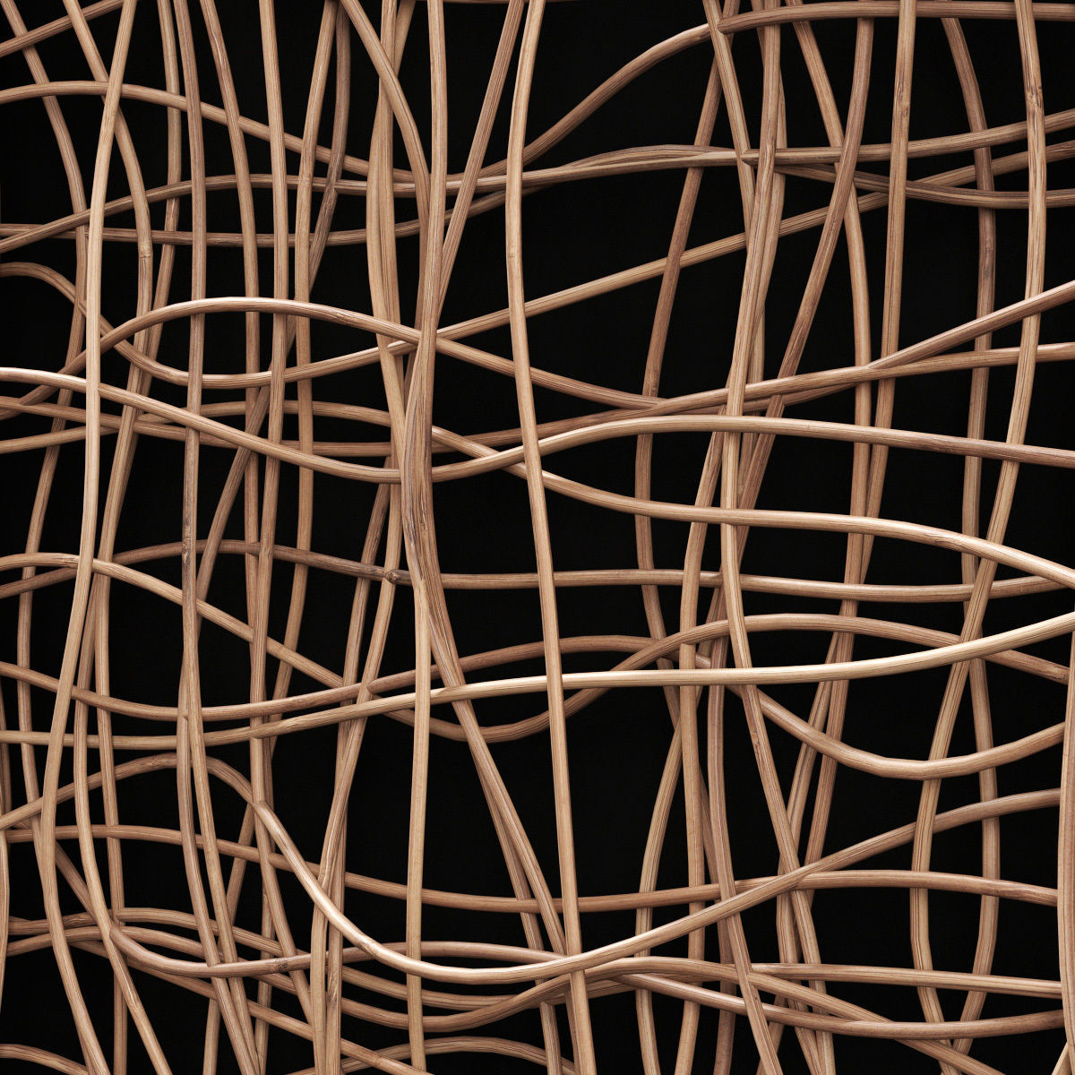 Wicker partition wall wood n1 3D model_3