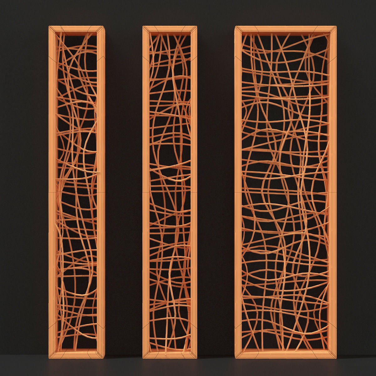 Wicker partition wall wood n1 3D model_10