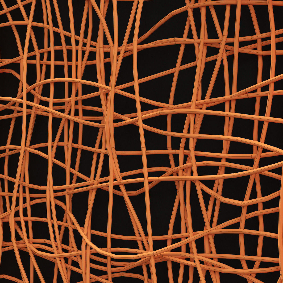 Wicker partition wall wood n1 3D model_11