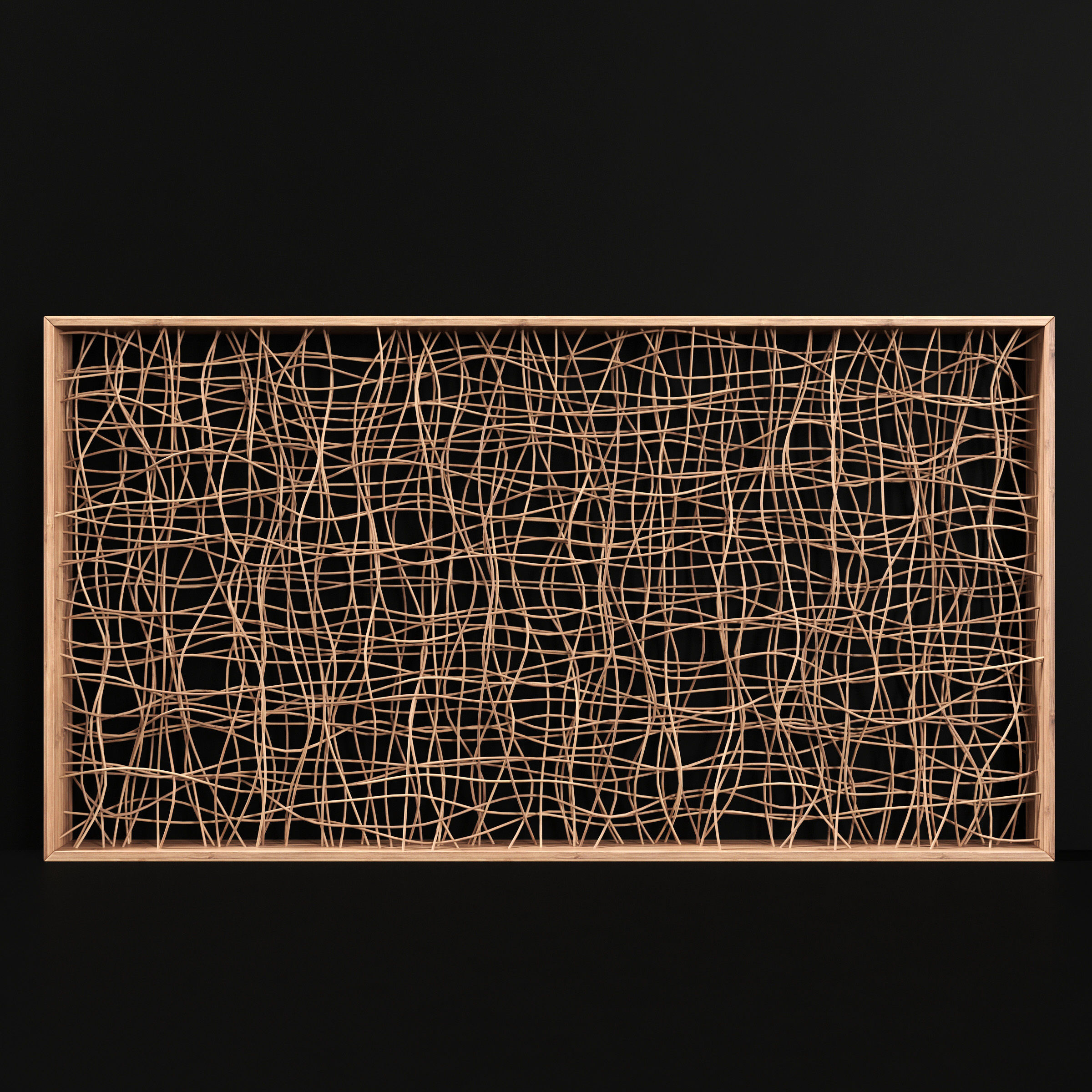 Wicker partition wall wood n1 3D model_7