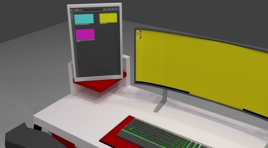 Low Poly Set Up Gaming  Low-poly 3D model_1