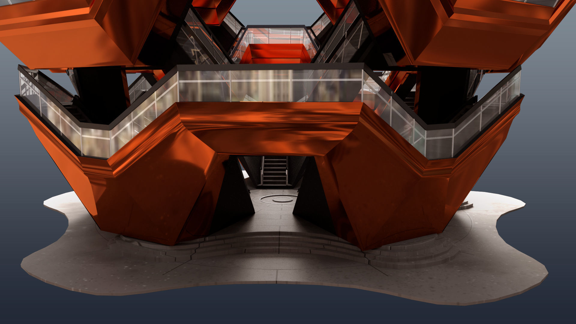 The Vessel Staircase Hudson Yards New York City 3D model_5