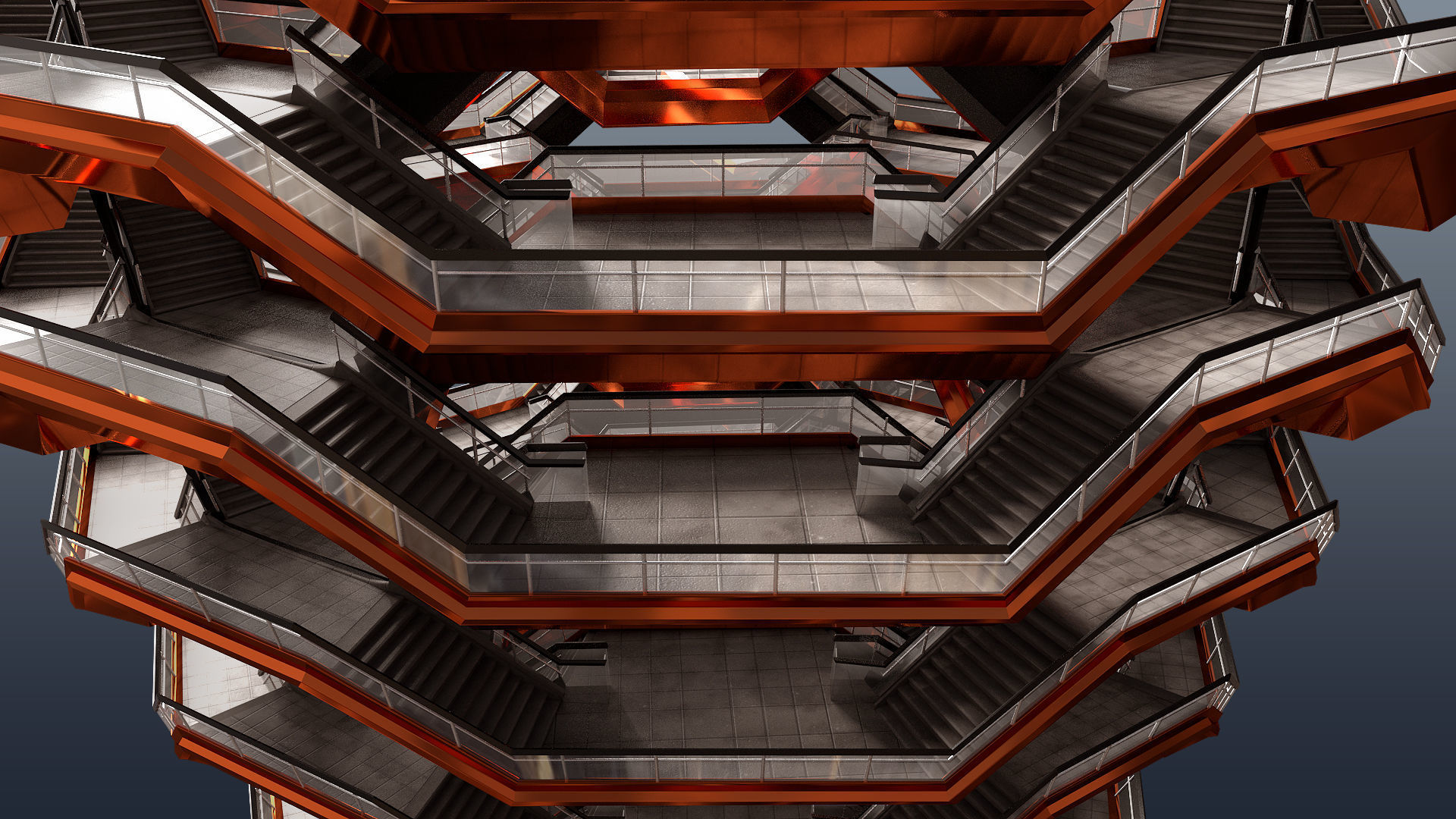 The Vessel Staircase Hudson Yards New York City 3D model_4