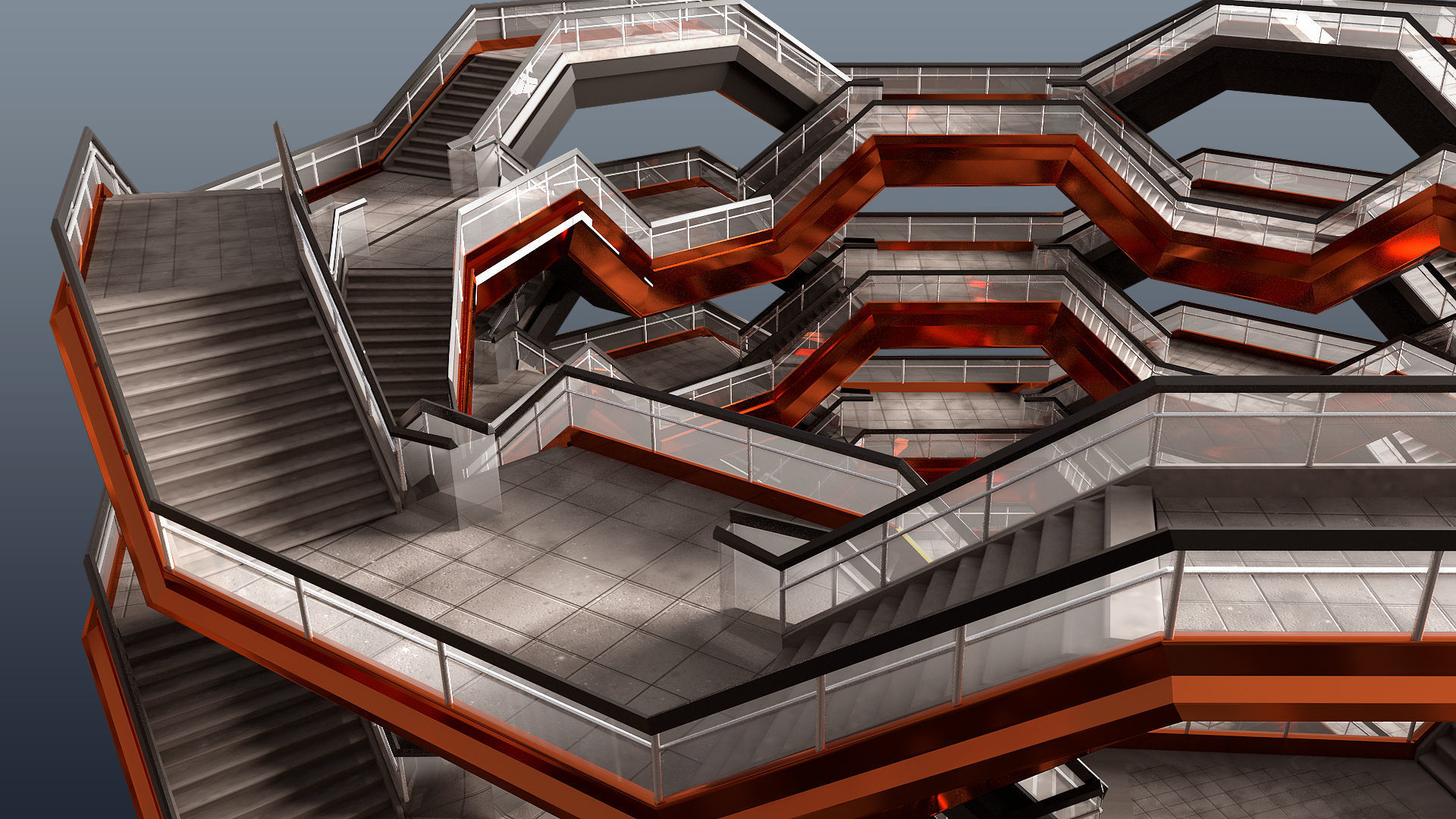 The Vessel Staircase Hudson Yards New York City 3D model_6