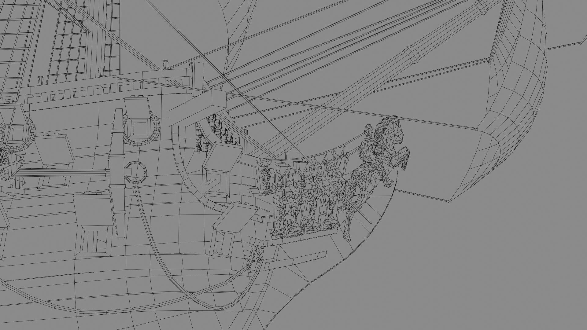 First rate ship of the line HMS Prince 1670 Low-poly 3D model_29