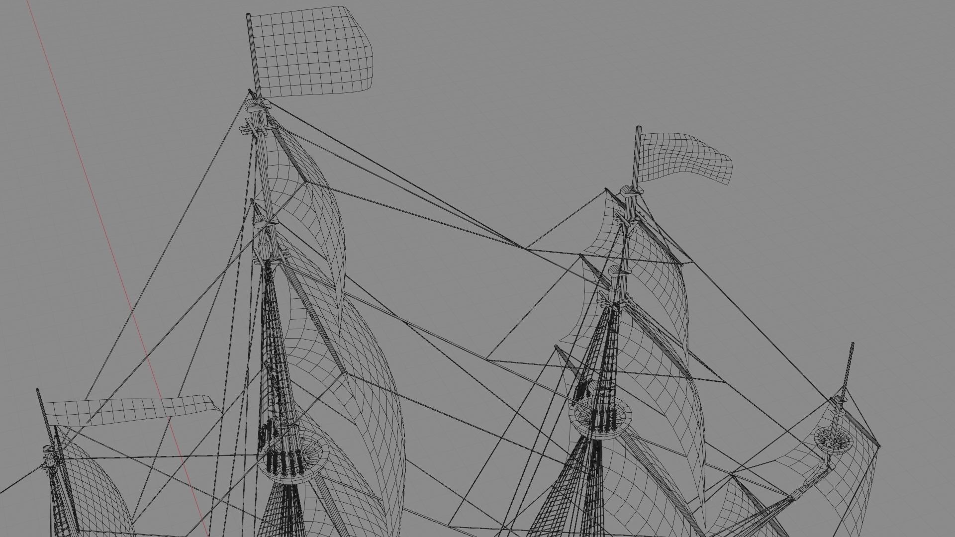 First rate ship of the line HMS Prince 1670 Low-poly 3D model_21