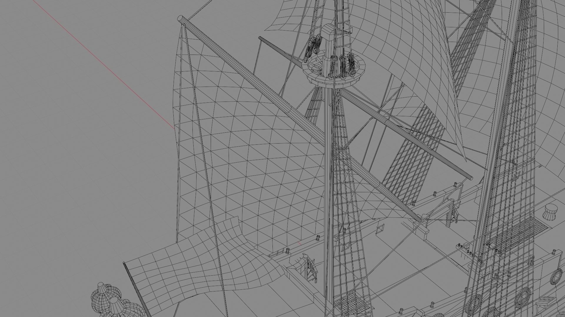 First rate ship of the line HMS Prince 1670 Low-poly 3D model_20