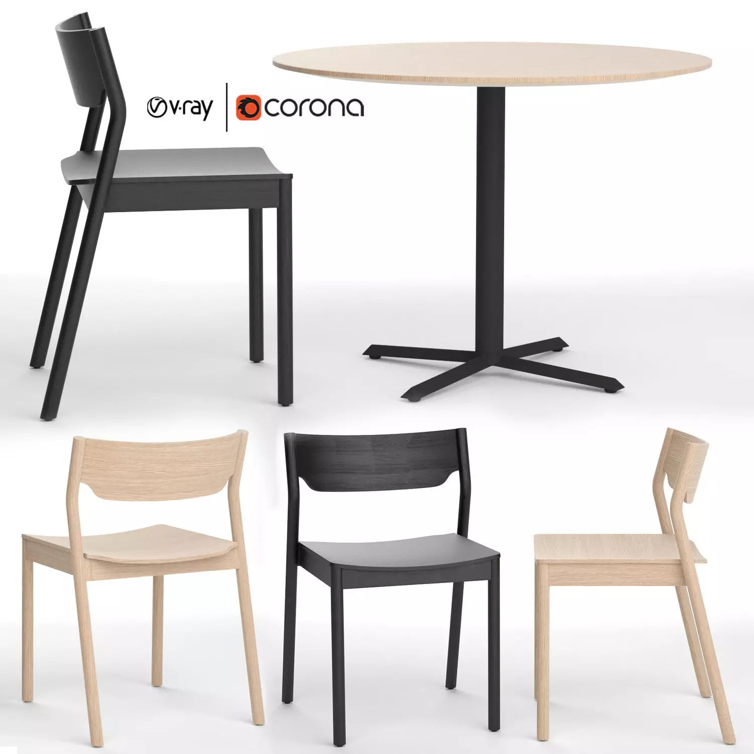 Tangerine chair with Morison table 3D model_0