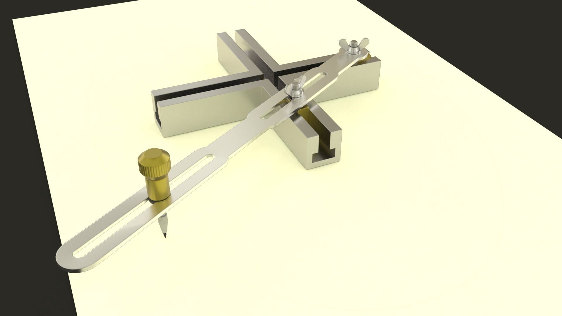 Ellipsograph metal cross 3D model_1