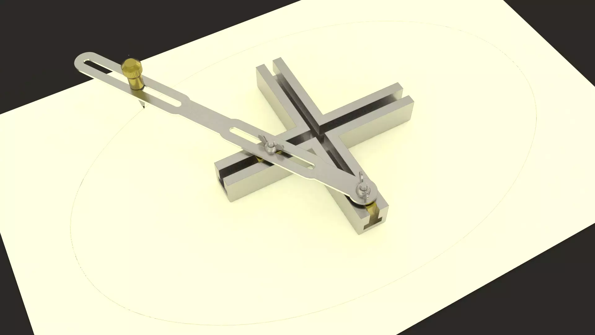 Ellipsograph metal cross 3D model_0