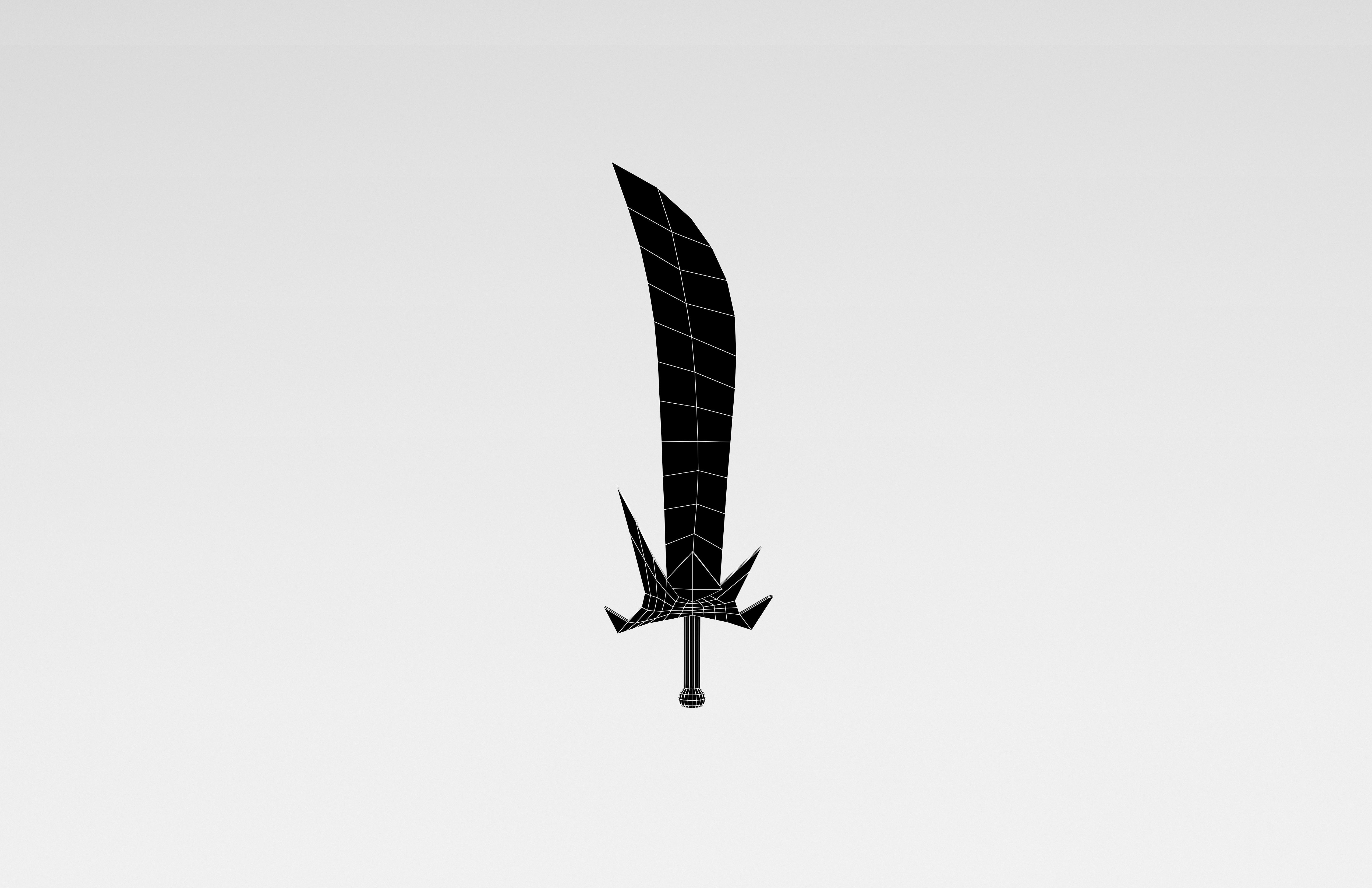 Low poly knife 018 Low-poly 3D model_5