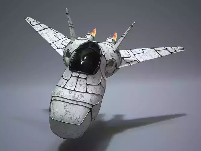 Spaceship with two wings 3D model