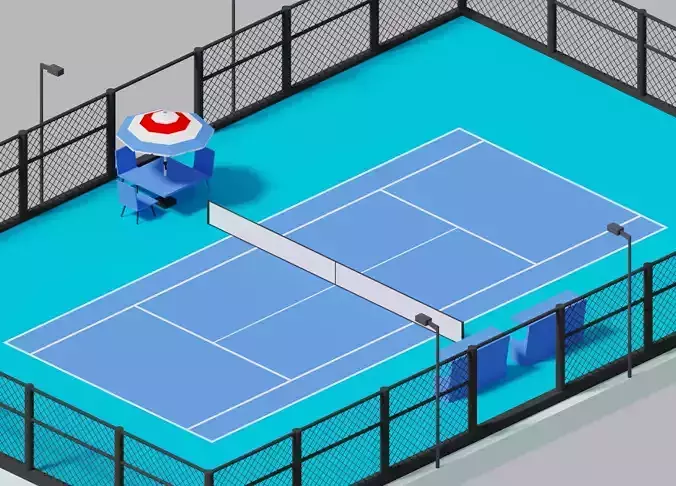 Cartoon Simple Tennis Court