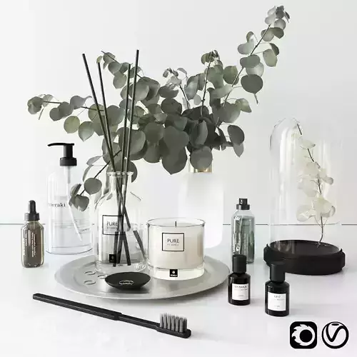 Bathroom set with eucalyptus