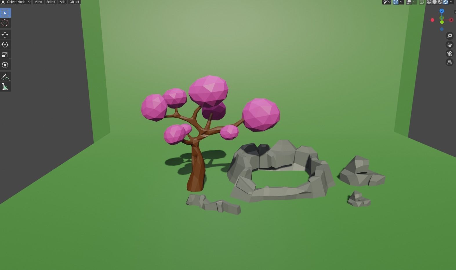 Low Poly Tree and Rocks Free low-poly 3D model_4