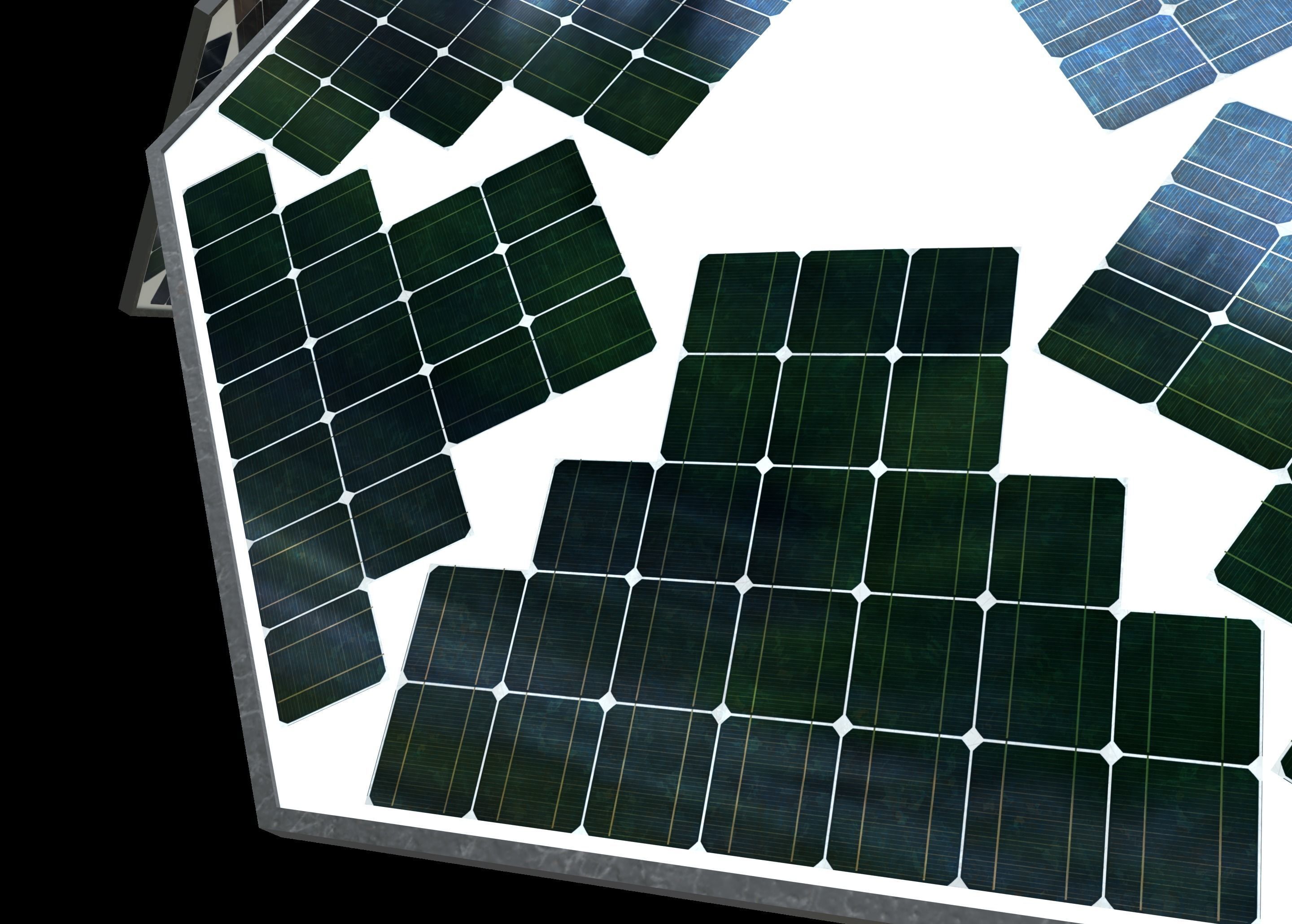 solar energy tree rectangular cells Low-poly 3D model_7