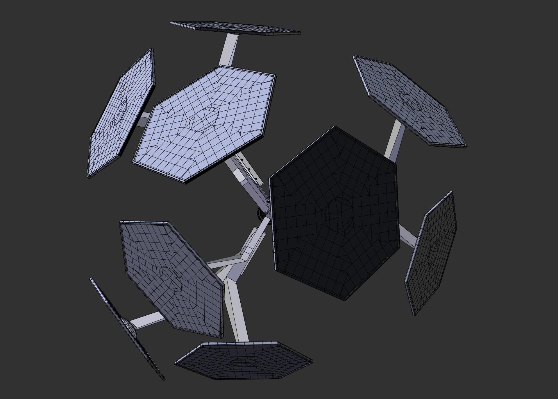 solar energy tree rectangular cells Low-poly 3D model_6