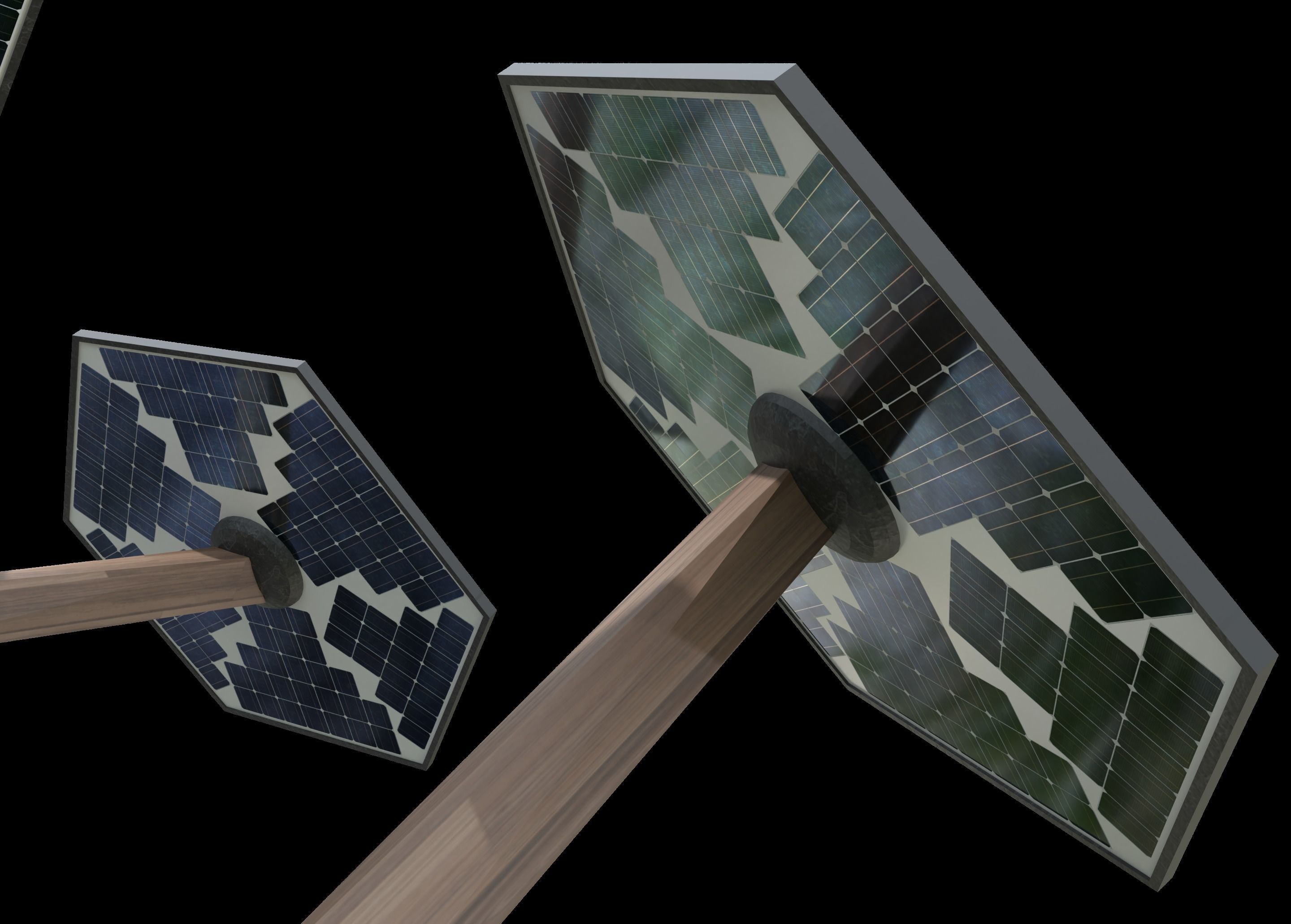 solar energy tree rectangular cells Low-poly 3D model_11