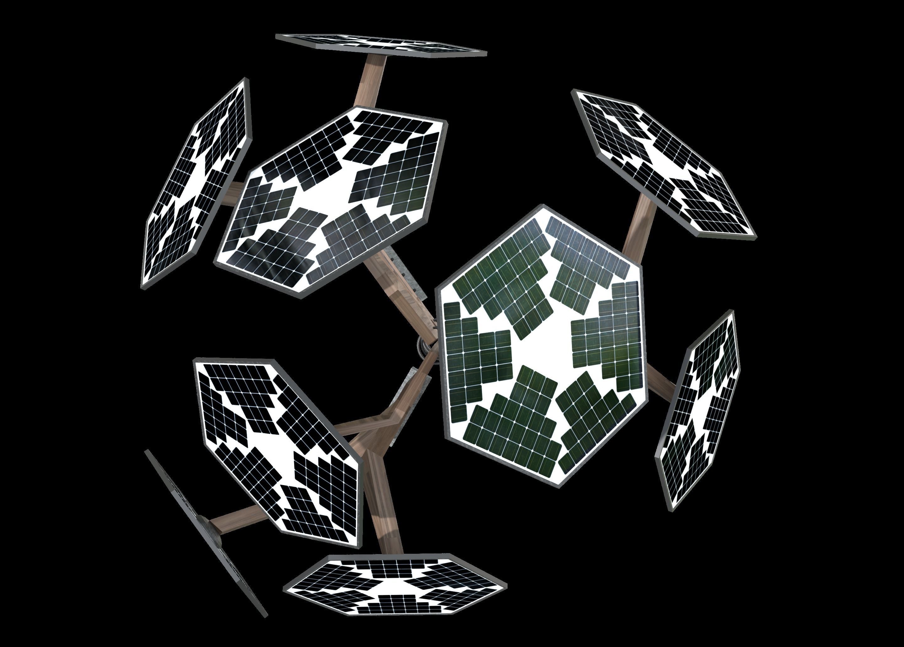 solar energy tree rectangular cells Low-poly 3D model_4
