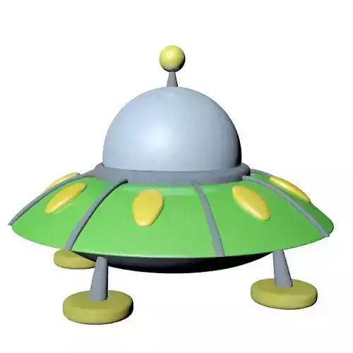 Flying saucer cartoon Low-poly 3D model