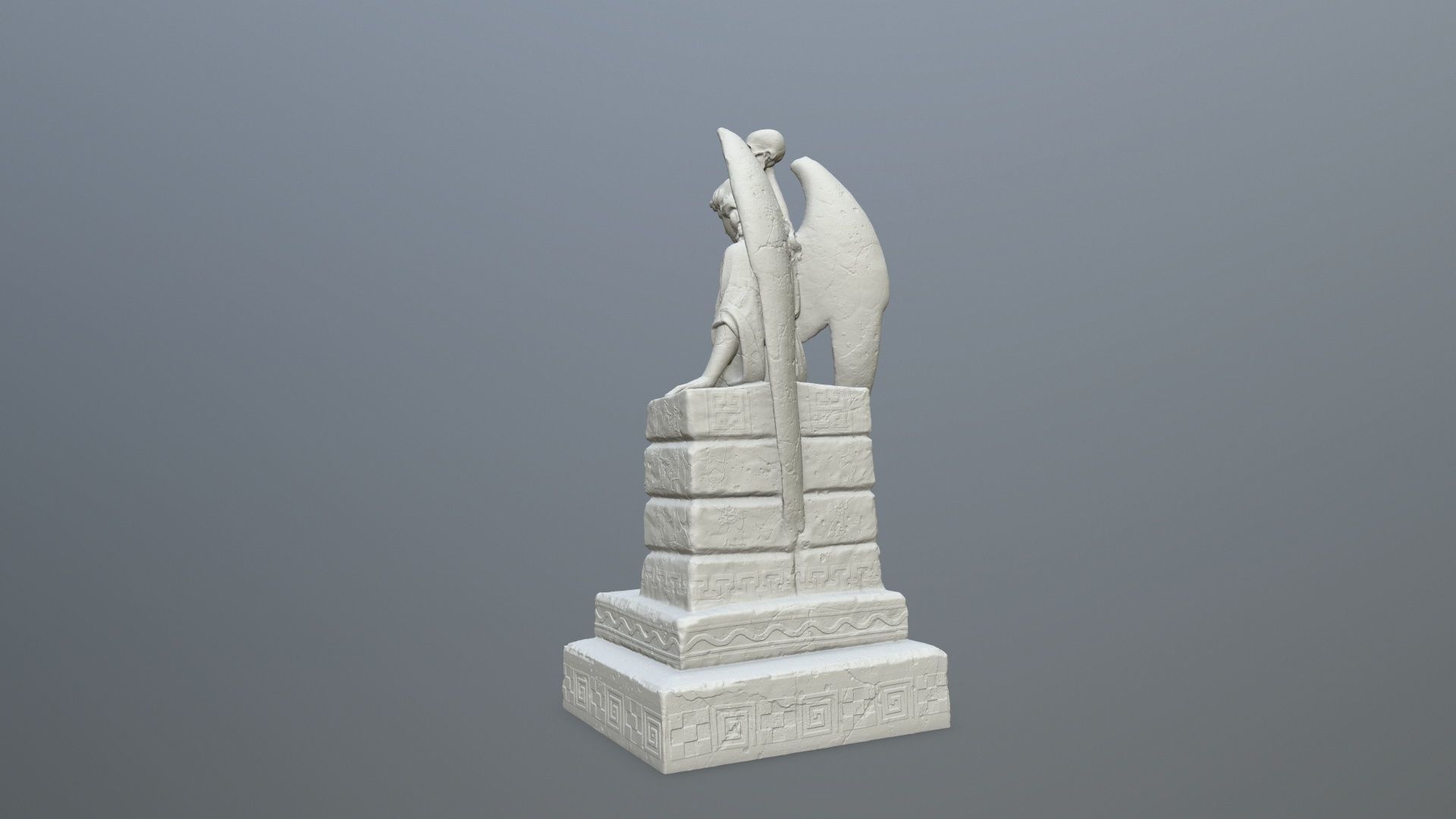 Statue 2 of angel holding sword 3D print model_3