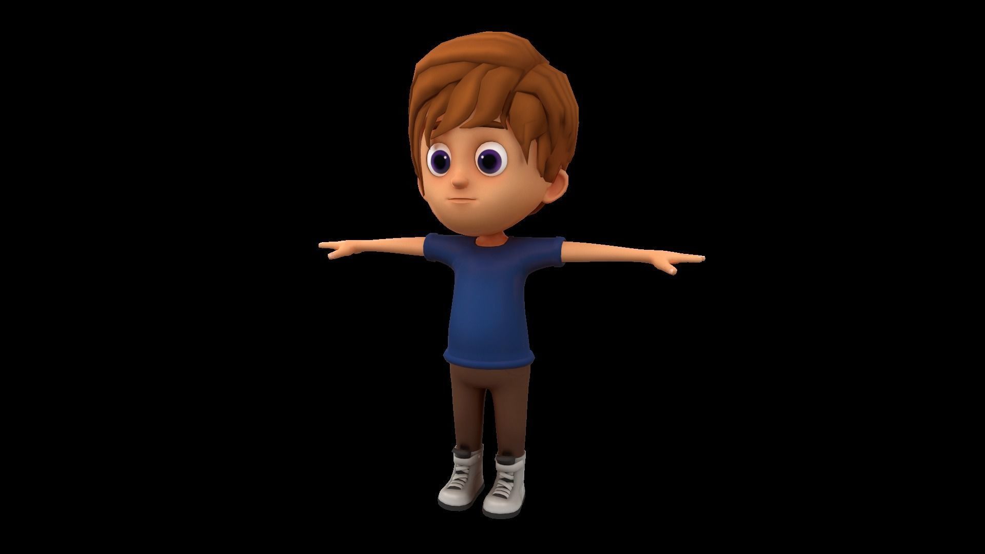 Cute Cartoon Boy Rigged Maya Model with blendshapes 3D model_3