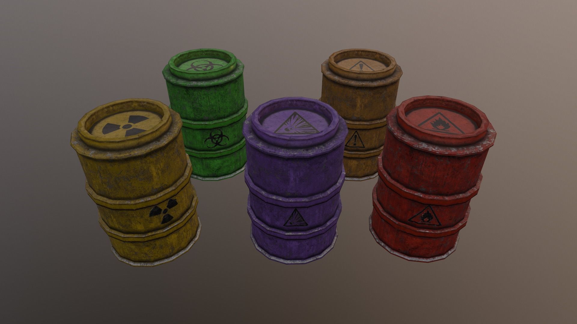 Barrel Pack Low-poly 3D model_9