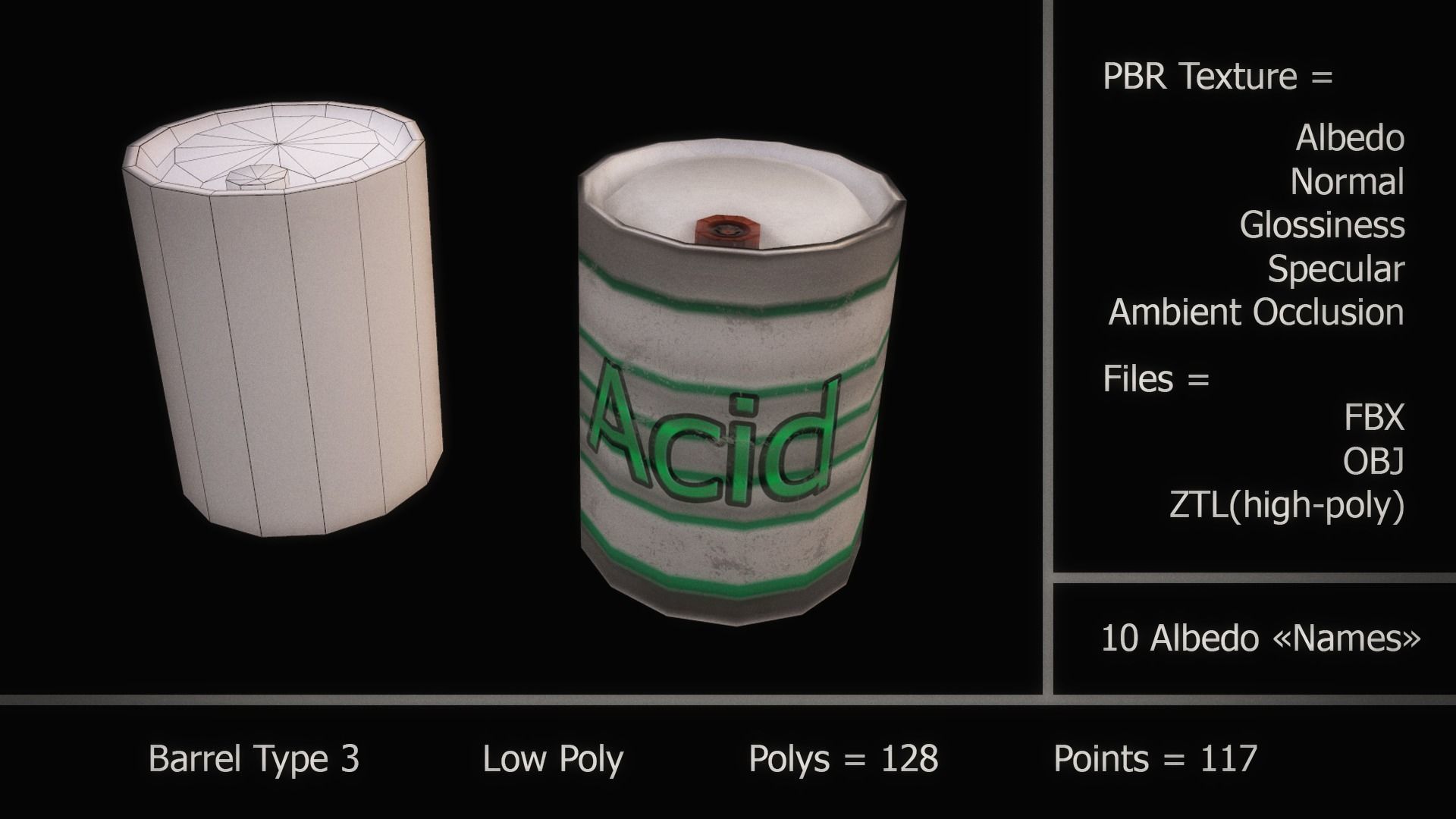 Barrel Pack Low-poly 3D model_4