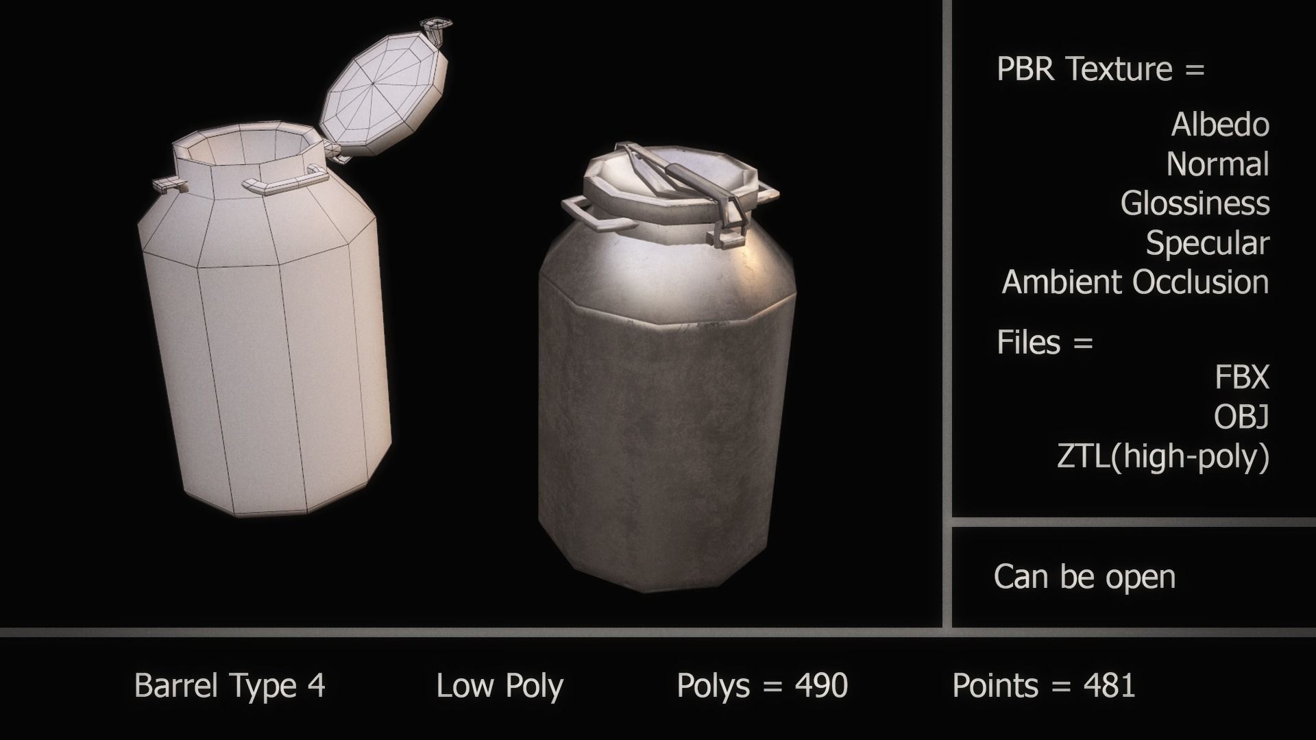 Barrel Pack Low-poly 3D model_5