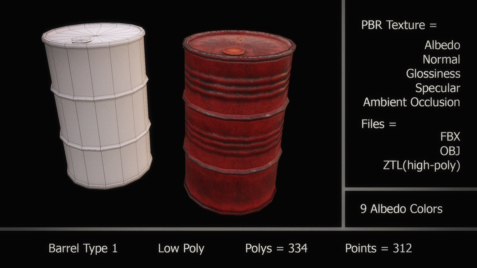 Barrel Pack Low-poly 3D model_2