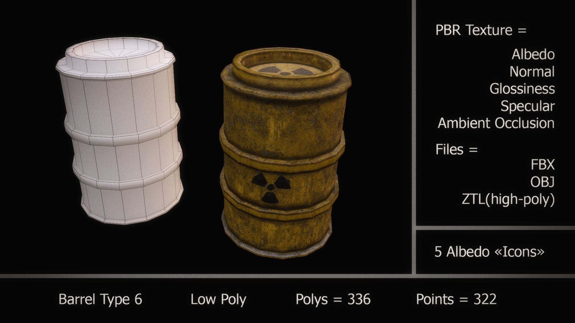 Barrel Pack Low-poly 3D model_7