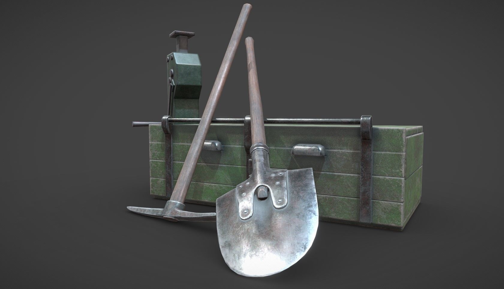 WW2 German Army Tools Low-poly 3D model_7