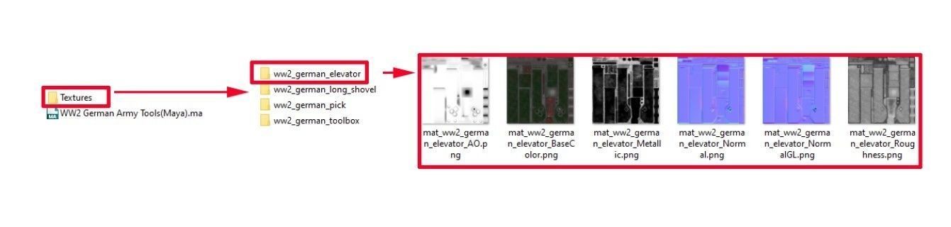 WW2 German Army Tools Low-poly 3D model_14