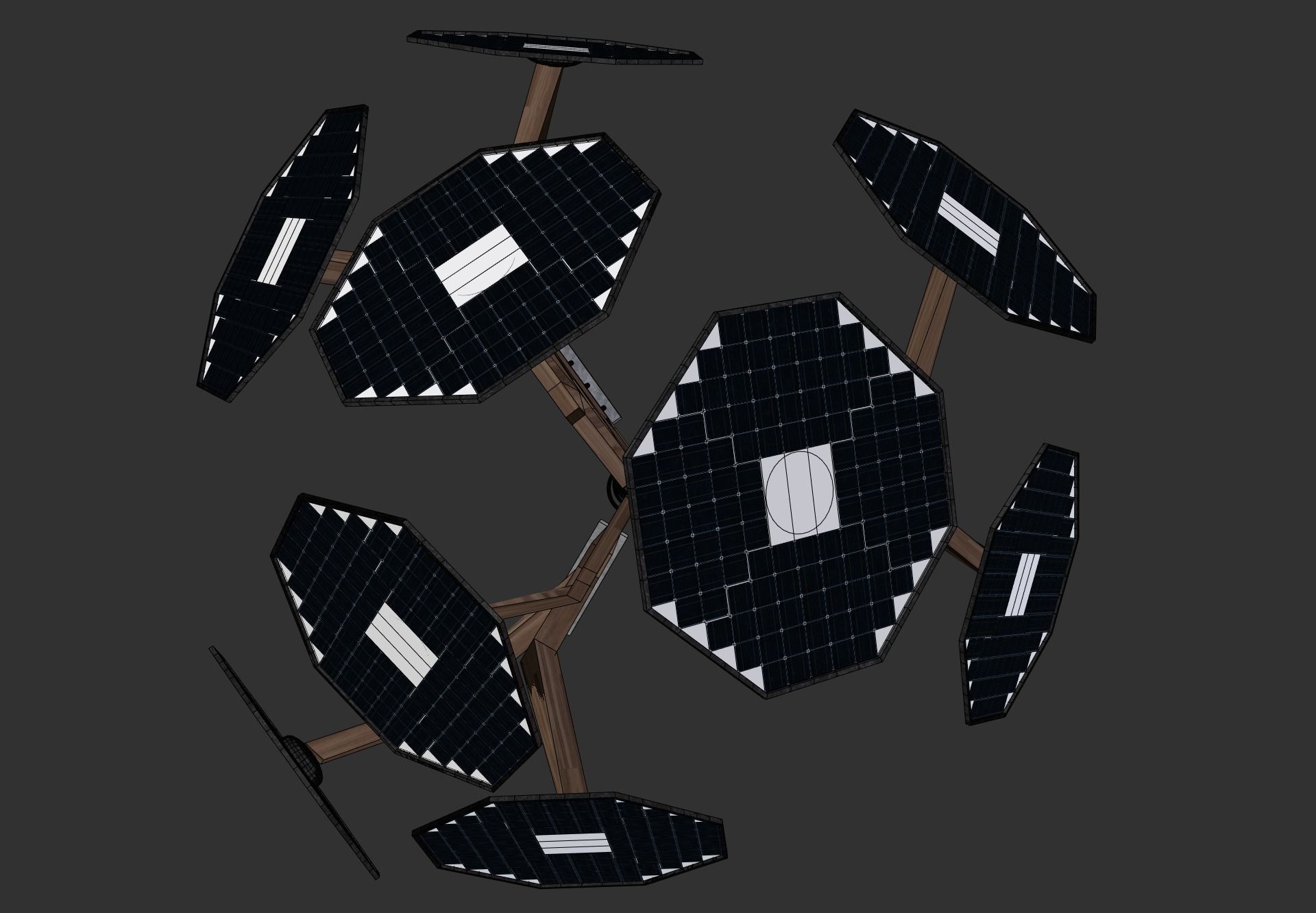 solar energy tree octagonal panels Low-poly 3D model_11