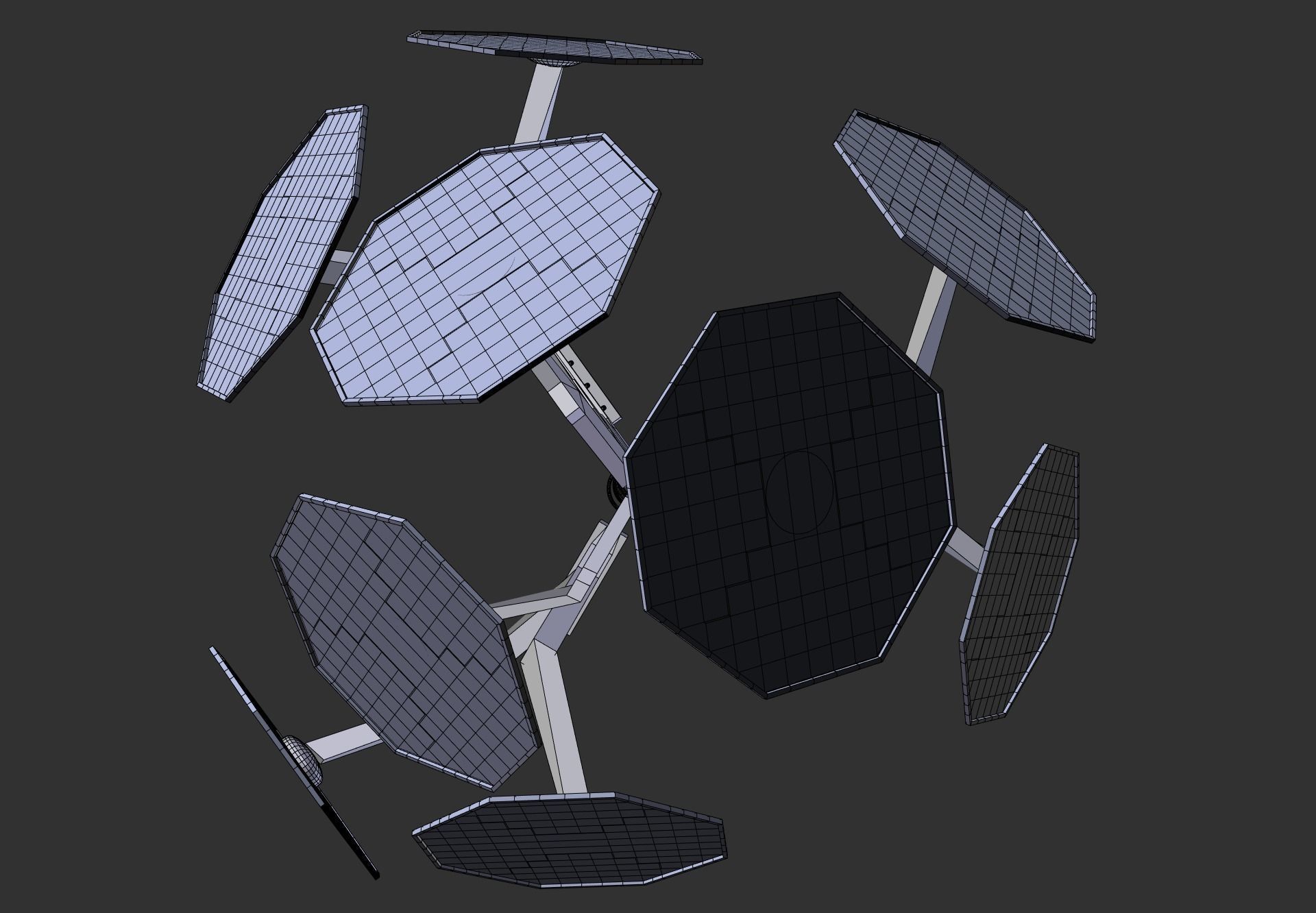 solar energy tree octagonal panels Low-poly 3D model_10